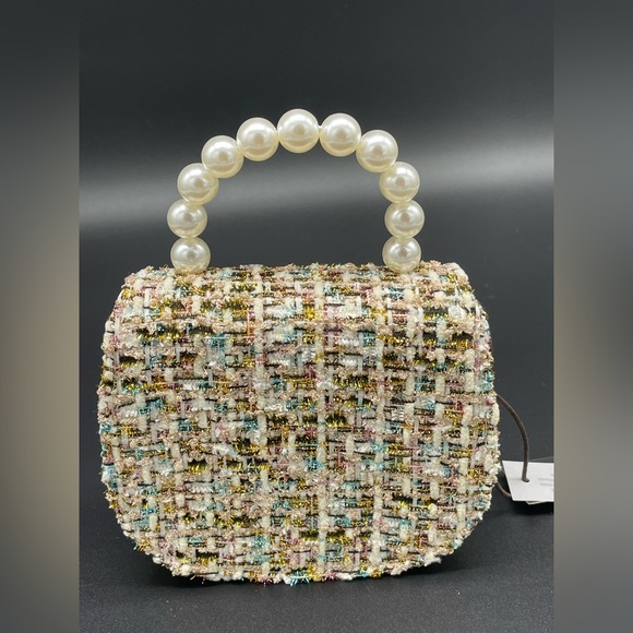 Imoga Kids Tweed Chain Crossbody Bag NWT - Picture 3 of 5